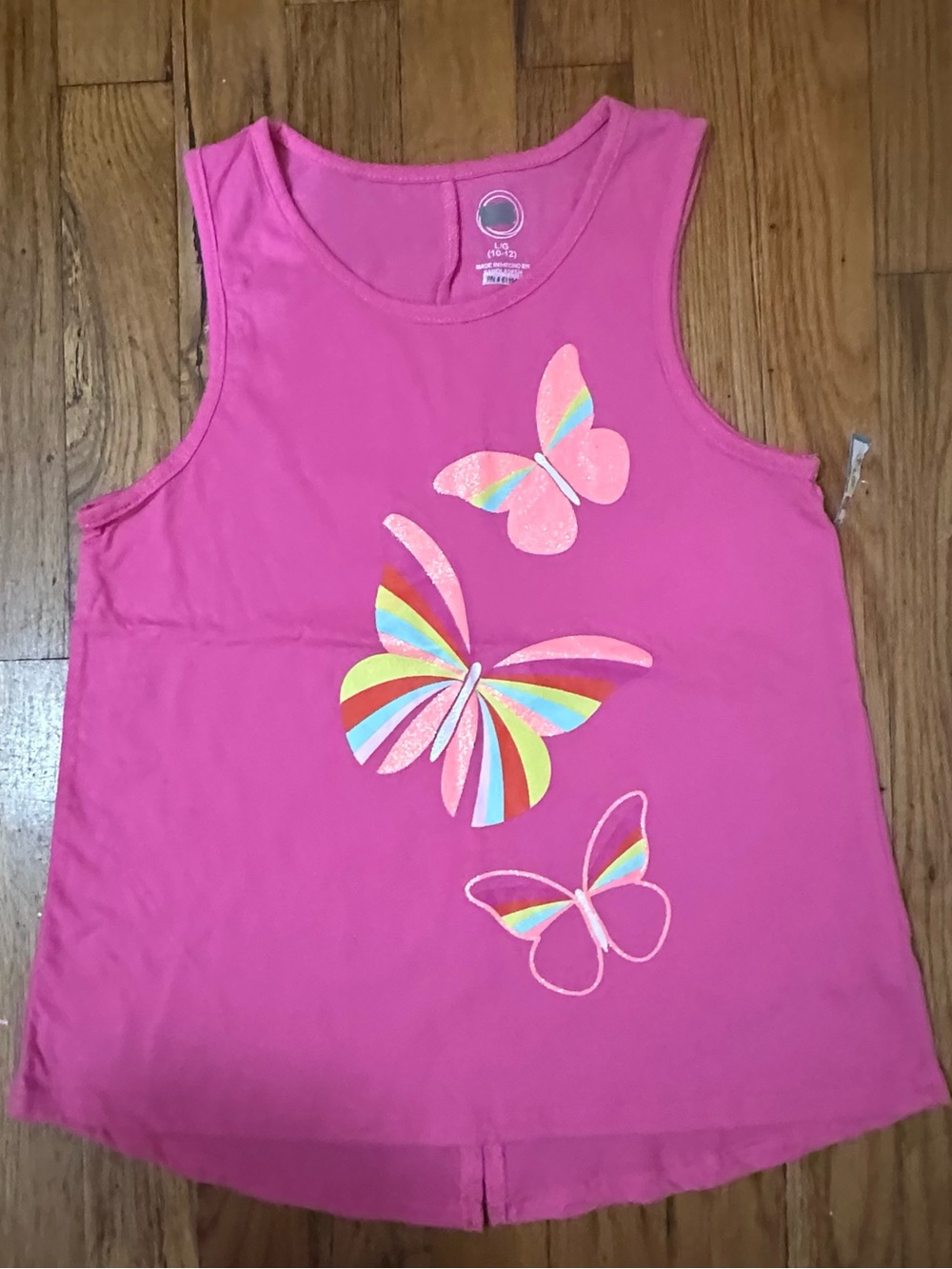 Girls' Pink Butterfly Tank Top